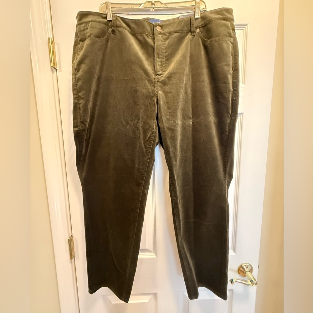 Talbots Flawless Slim Ankle Corduroys Olive Green Size 20W New With Tags